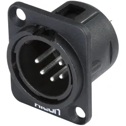 HICON XLR, 5-pol , Metall-, Löttechnik-Einbaustecker, versilberte(r) Kontakt(e), Type D, schwarz