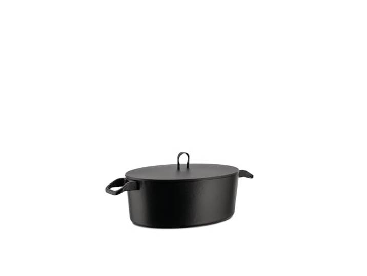 Alessi 90108 LA Cintura di Orione“ Ovale Cocotte aus emailiertem Gußeisen, Silber, 24 cm, 10 x 16 x 6 cm