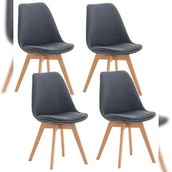 Décoshop26 - Set aus 4 skandinavischen Esszimmer-/Küchen-/Bürostühlen mit dunkelgrauem Stoffbezug und Holzbeinen 10_0000542