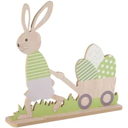 Boltze Aufsteller Osterfigur Osterhase Filly, Kleiner Hase mit Wagen, 22 x 24 cm