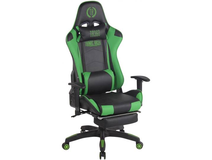CLP Chefsessel Lederlook schwarz/grün, Grün, Schwarz, Kunststoff, 67x132x58 cm, Büromöbel, Bürostühle, Gaming-Sessel