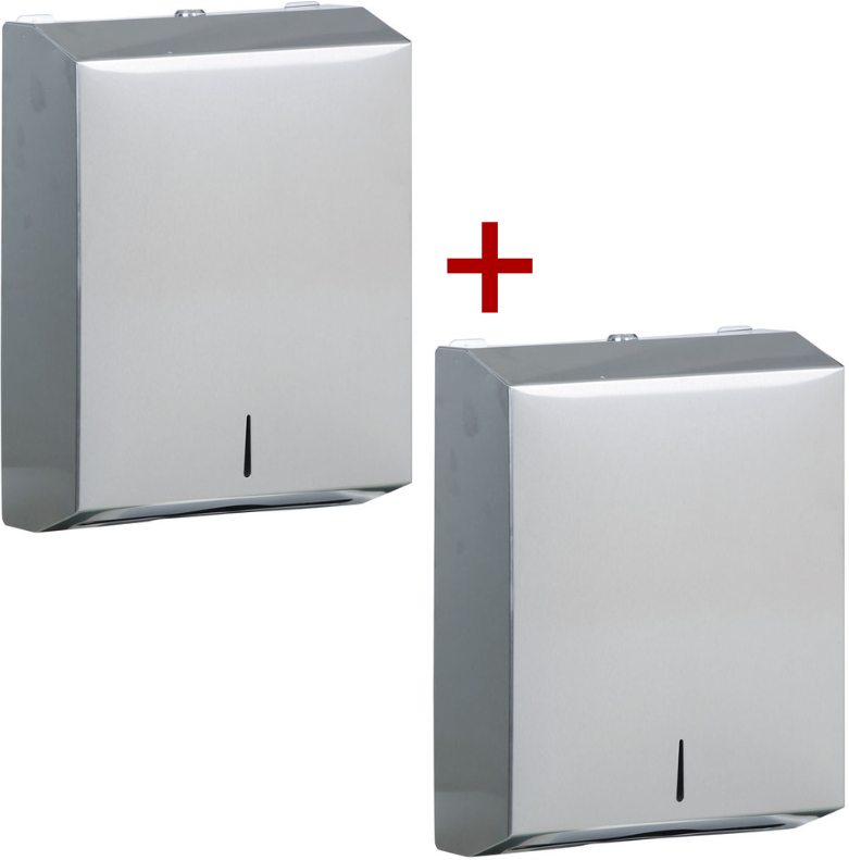 B2B Partner Papierhandtuchspender 1+1 GRATIS, Edelstahl, 275x365x105 mm