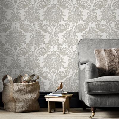 Vliestapete SUBLIME "DAMASK", grau, B:0,52m L:10m, Vlies, Tapeten, Design Tapeten