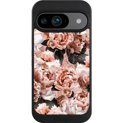 Nivocase Hülle für Google Pixel 9 Handyhülle NIVOcore Case Schwarz Blume Rose Vintage (Google Pixel 9), Smartphone Hülle, Schwarz