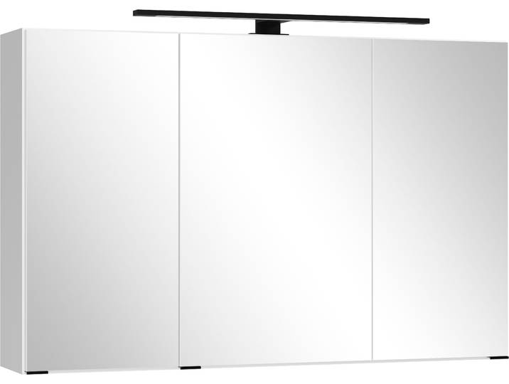 Badezimmerspiegelschrank WELLTIME CADIZ, gedämpfte Scharniere , weiß, B:100cm H:64cm T:20cm, Holzwerkstoff, Schränke, Badezimmerspiegelschrank, Rundumsicht, dank besonderer Klapptechnik
