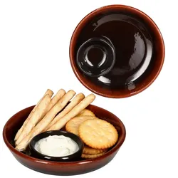 2x Juego Tapas Schale Ø14,3cm Olivenschale Ton-Cazuela mit Kernablage Antipasti