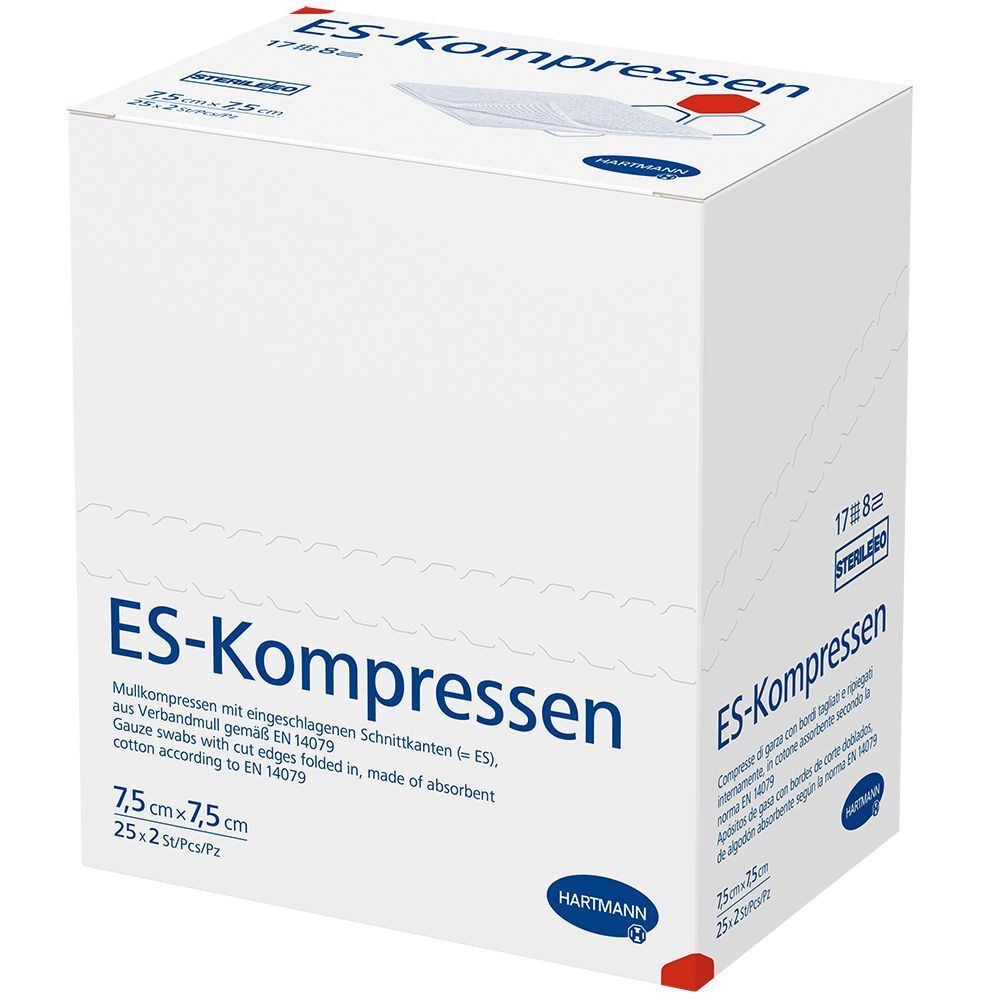 Es-Kompressen steril 7,5x7,5 cm 8fach 25x2 St Kompressen