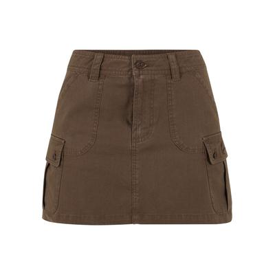 Minirock KARL KANI "Karl Kani Signature Cargo Skirt", Damen, Gr. S, braun, 100% Baumwolle, unifarben, normal, Röcke Minirock