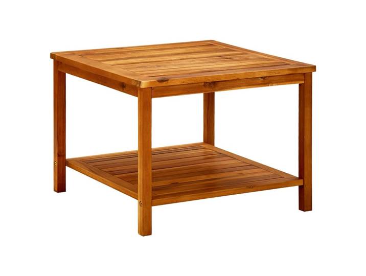 vidaXL Couchtisch Lattendesign 60/60/45 cm aus Massivholz Akazie mit Unterer Ablage, Braun, Holz, Quadratisch,Quadratisch, 60x45x60 cm, Wohnzimmer, Wohnzimmertische, Couchtische