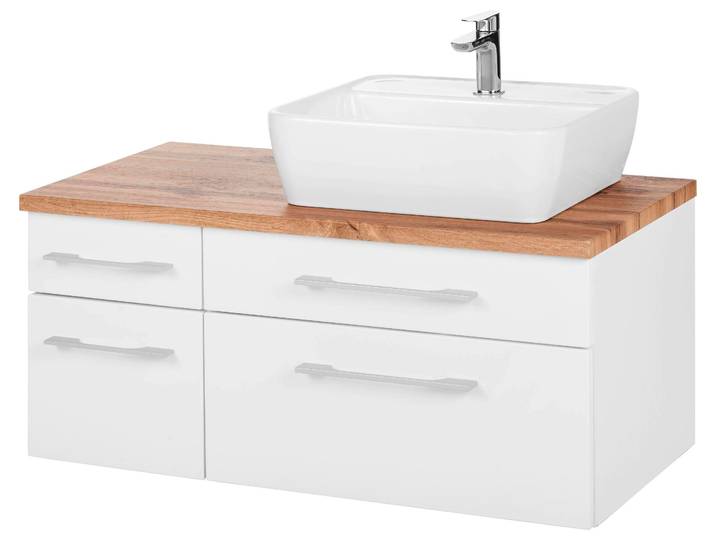 Waschbeckenunterschrank WELLTIME Davos , weiß, B:90cm H:55cm T:47cm, Schränke, Waschbeckenunterschrank, Badmöbel, Waschtisch inkl. Waschbecken, Breite 90 cm
