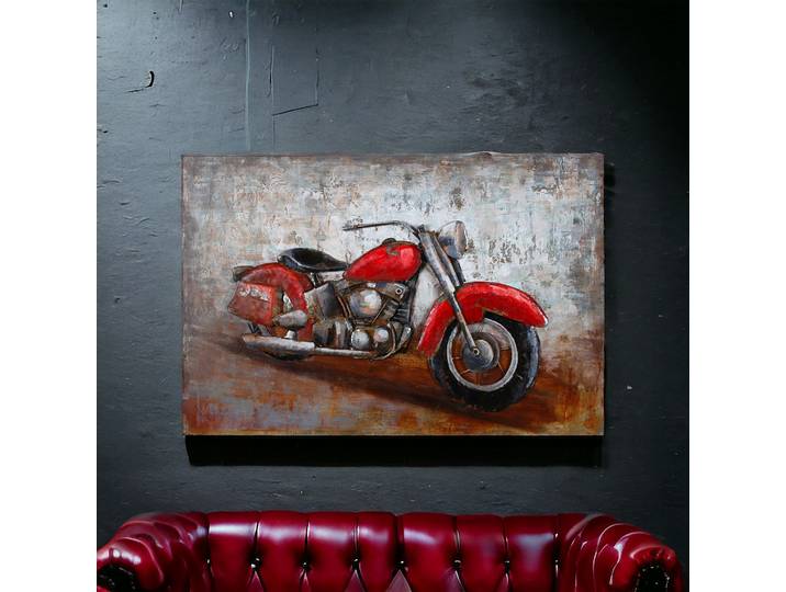 Tableau Relief  Vieille Moto Américaine vintage en Métal