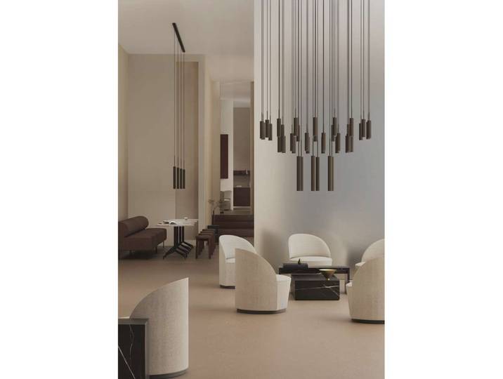 Lustre tubulaire, 38 branches, aluminium/bronze - Audo Audo Copenhagen - Salon / séjour - Design - Multi-ampoules