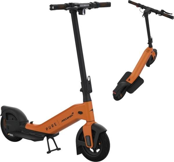 Pure Electric Advance+ McLaren Edition E-Scooter bis 70 km Reichweite (Schwarz, Orange) mit deutscher Straßenzulassung P518 00