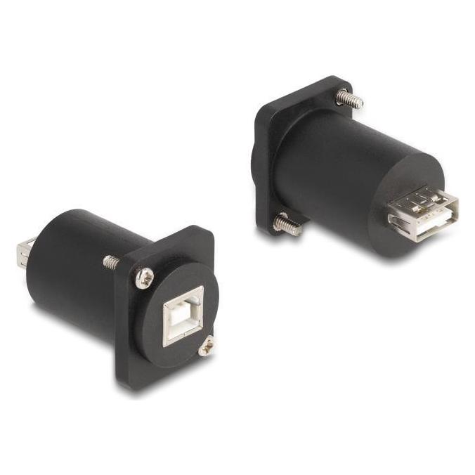 Delock D-Typ Modul USB 2.0 Typ-B Buchse zu Typ-A Buchse mit Schrauben schwarz (88110)
