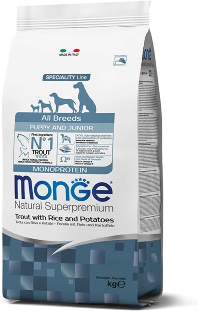 Kit Risparmio 2x12KG Monge Natural Superpremium Puppy e Junior Trota 2X12KG