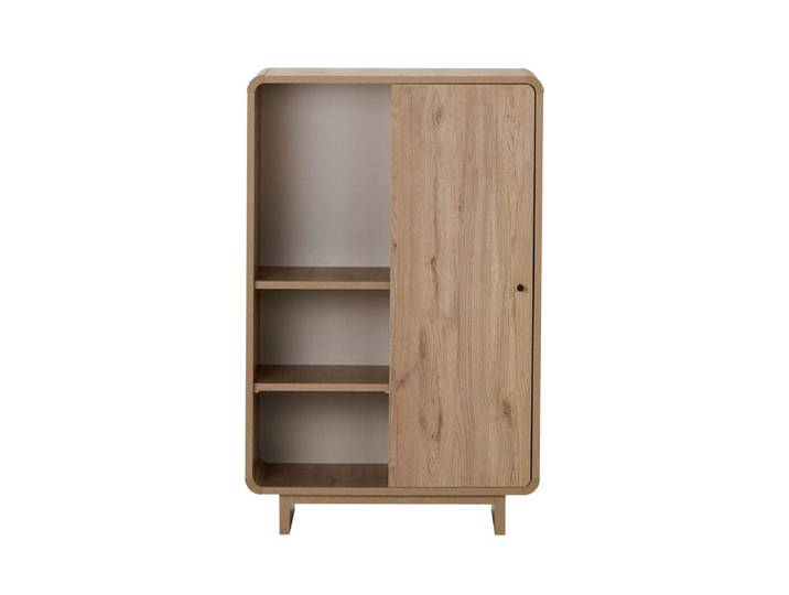 Buffet haut 1 porte aux bords arrondis en bois h110cm - bois clair