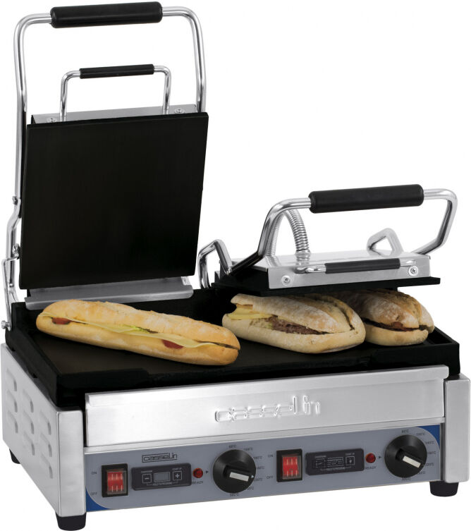 Casselin Piastra Panini Premium Doppia Liscia Liscia con Timer