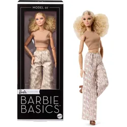 Barbie Basics-Sammelpuppe, Modell 07 mit blondem Haar, weißer Hose mit goldenem Print
