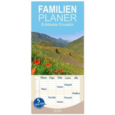 Familienplaner 2026 - Entdecke Ecuador mit 5 Spalten (Wandkalender, 21 x 45 cm) CALVENDO