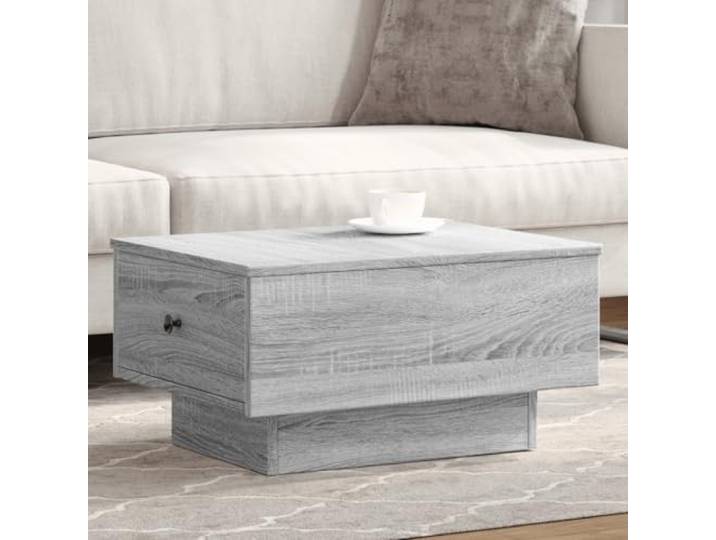 HEFZGDB Couchtisch Grau Sonoma 60x45x31 cm Holzwerkstoff mit Metallknauf und Stauraum, Stabile Tischplatte für Wohnzimmer, Langlebiger Beistelltisch mit Industriestil, Organisiert