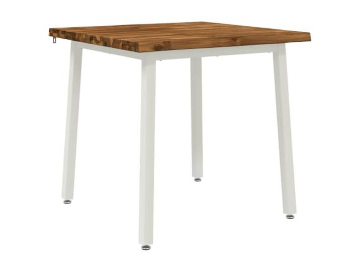 HAQWRDQSG Live Edge Esstisch 60x55x75 cm Massivholz Akazie Weiss Kompakter Bistrotisch für kleine Esszimmer & Küchen, Tischplatte aus echter Akazie mit verstellbaren Bodenschonern.
