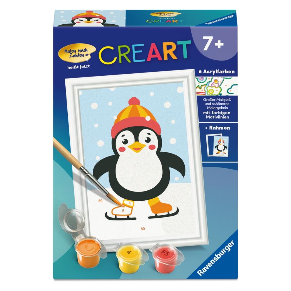Ravensburger CreArt, Malen nach Zahlen Kinder - Pinguin im Schnee (12023168)
