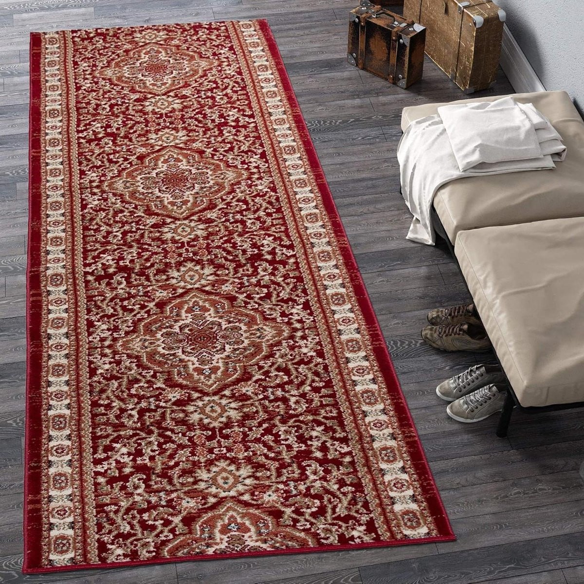Loper Tapijt Kortpolig Bourgondië Rood B/D: 80 x 250 cm