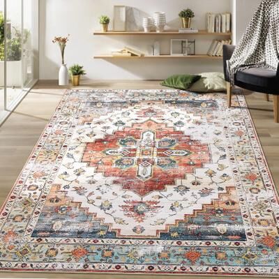 Garvee Medallion Print Vintage Boho Soft Indoor Washable Area Rug