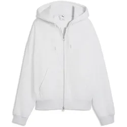 PUMA Essentials Shorts Oversized Fleece Kapuzenjacke Damen 05 - white glow heather XS