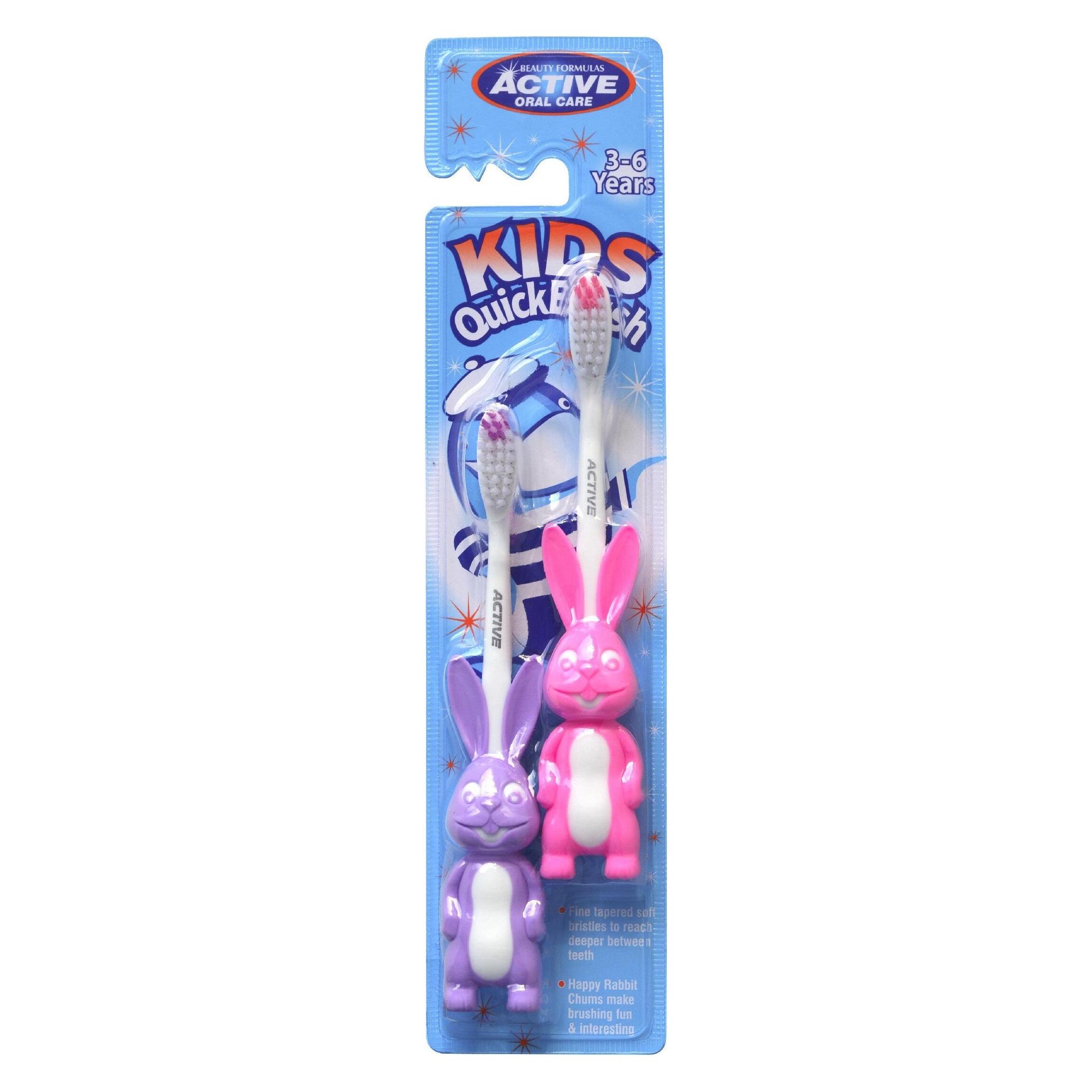 Beauty Formulas Active Oral Care - Kids Quick Brush 3-6 Years Toothbrushes For Children Rabbit 2 Pcs. (Weich, 2x) (5012251011976)