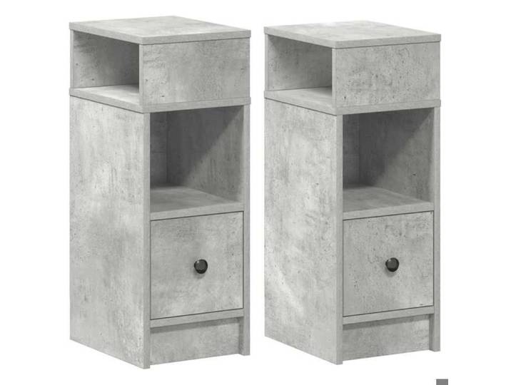 HSF®Tables de chevet - 2 pcs - Pack de 2 Table Basse Table de Nuit avec tiroir gris béton 25x31x66 cm Poids:19.25 rvb348288
