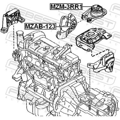FEBEST Lagerung, Motor MZAB-123 hinten für MAZDA
