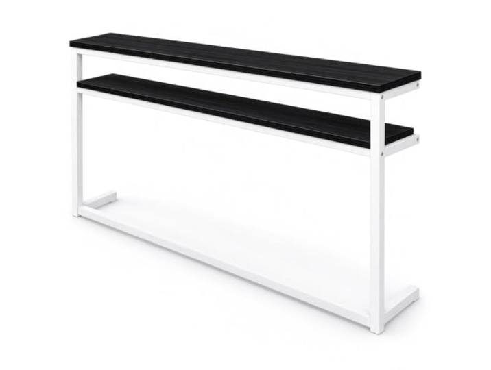 Heizkörpertisch, 2-Etagen-Regal, Holzplatte, Kohlenstoffstahlrahmen Querstrebenverstärkung, Schlanke Stabile Struktur, Offener Raum, Wohnzimmer, Hinter dem Sofa(Black,80x15x100CM/31x6x39IN)