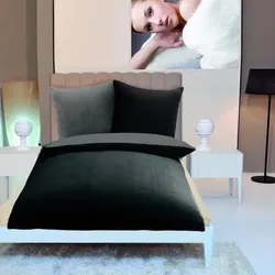 Gözze Wendebettwäsche in Cashmere-Qualität schwarz/anthrazit 300 g/m2 Standard Bettbezug 135x200, Kissenbezug 80x80cm
