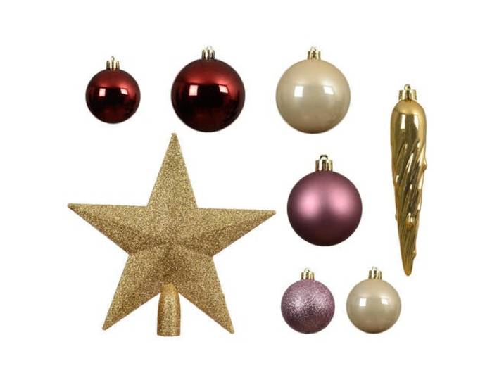 Decoris Kerstbal polystyreen assortie mix - 33 stuks (ø8 cm)