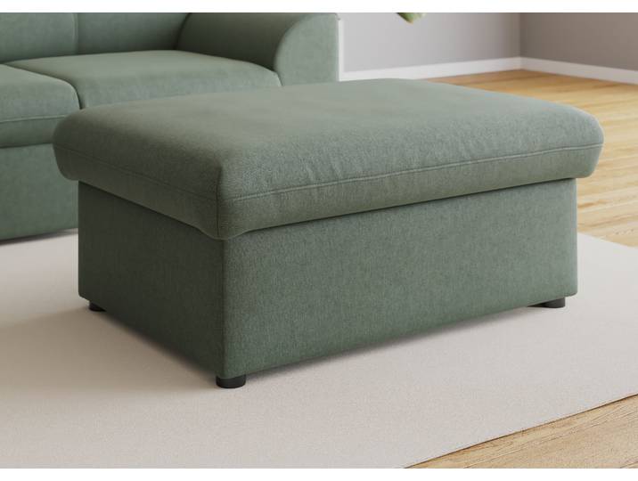 Hocker DOMO COLLECTION Topper , grün (apfelgrün), B:93cm H:40cm T:69cm, Hocker, Polsterhocker, mit Wellenunterfederung, auf Kunststoffgleitern