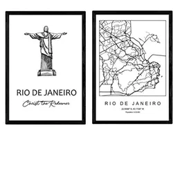 POSTER Set Mit 2 Städte Denkmäler Rio Christus Der Erlöser A3 Rahmenlos