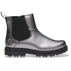 Timberland Unisex für Kinder. TB0A6BJJANO1 Chelsea-Stiefeletten aus Leder Courma Kid silber (22), Wohnung, Reißverschluss, Lässig, Kinderbek