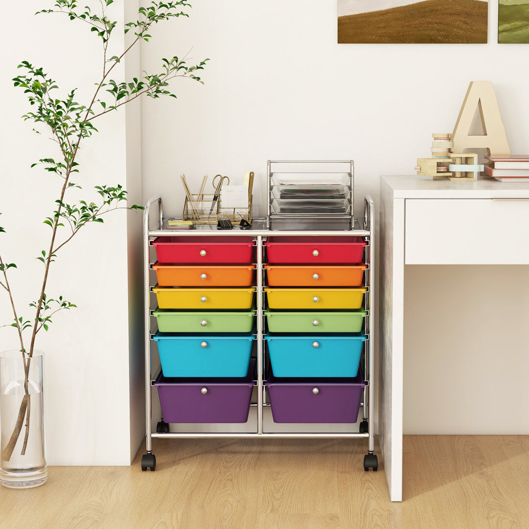 Borough Wharf 12 Drawer Storage Drawer Red/Purple/Blue/Green/Yellow/Orange 74cm H X 63cm W X 37cm D