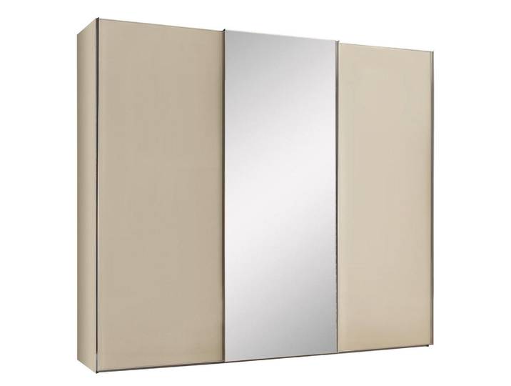 Moderano Schwebetürenschrank Sigma Rom, Sand, Glas, 6 Fächer, 249x240x68 cm, Lga, Goldenes M, BQ - Bündnis für Qualität, Made in Germany, Typenauswahl, Beimöbel erhältlich, umfangreiches Zubehör in verschiedenen Größen Holzdekoren erhältlich, Schlafzimmer, Kleiderschränke, Kleiderschränke mit Spiegel
