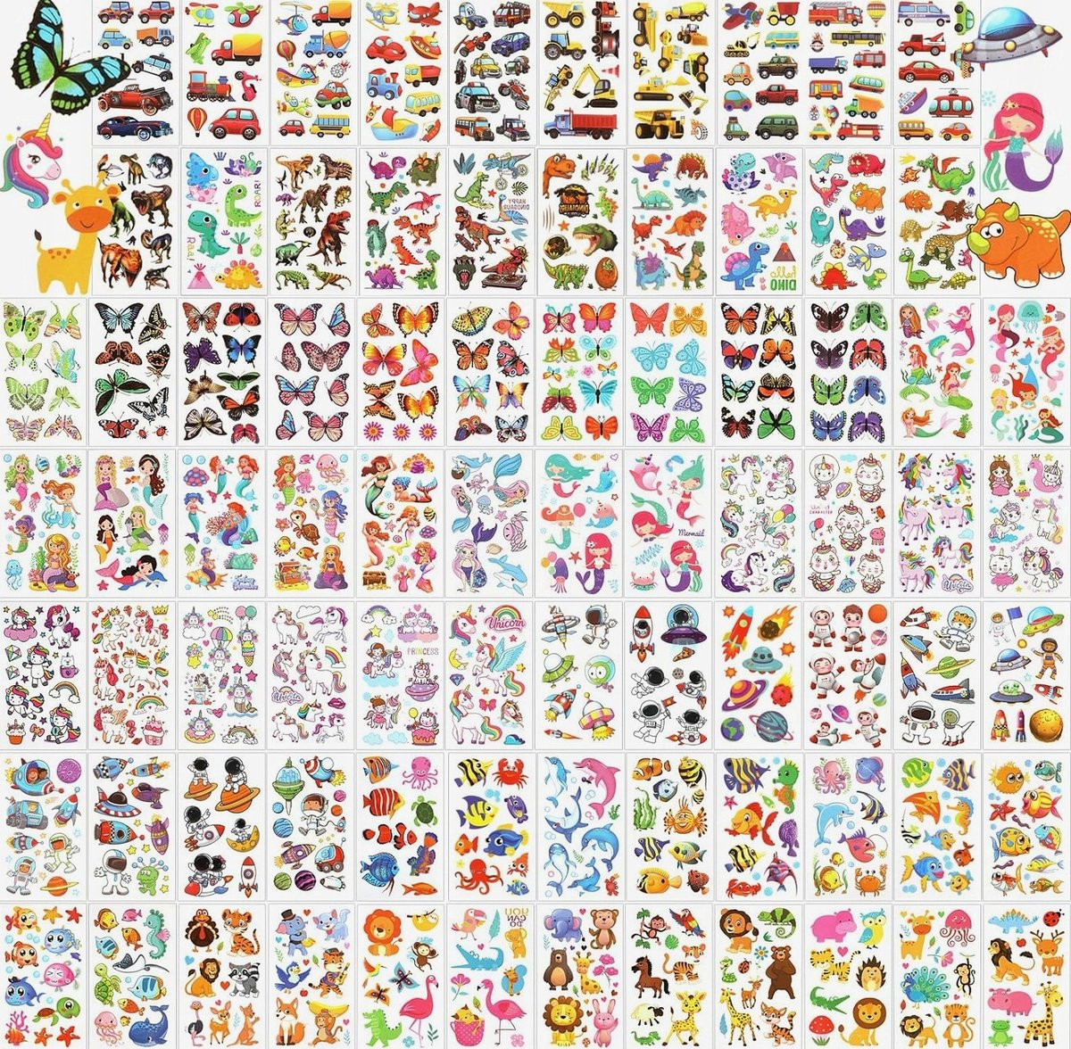 80 Vellen Tijdelijke Tattoos voor Kinderen met Diverse Ontwerpen