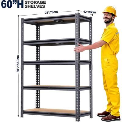 AISWORD Heavy Duty Garage Shelving,5-Tier Metal Storage Shelves,Adjustable Shelving Rack
