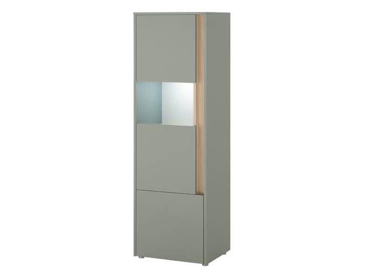 Lomadox Wohnzimmer Vitrine mit 50 cm Breite in grün mit Eiche, 2 Türen & inkl. Beleuchtung