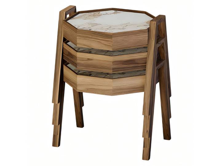 Xlmoebel Satztisch Elegantes Couchtisch-Set aus braunem Holz mit modernem Design (Set, 3-tlg. Set), Made in Europa