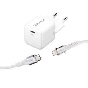 Intenso USB-Ladegerät GaN Power Adapter W30C + C315L, 30 Watt, 1x USB-C, 1 Port, Schnellladegerät mit Ladekabel