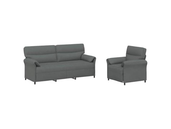 PUGYNBK Sofa-Set, 2-teilig, dunkelgrau, Stoff, modern, rechteckig Metallrahmen, Komfortschaum, weiches Polyester, geschwungene Armlehnen, einfache Montage
