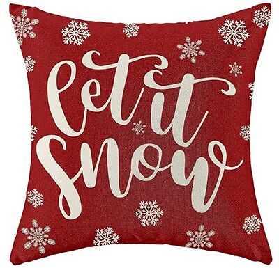 Daily Deals Depot Red Christmas Pillowcase, Farmhouse Snowflake Pillow Cover, Christmas Linen Cushion, Sofa Home Decoration style 1 50x50cm