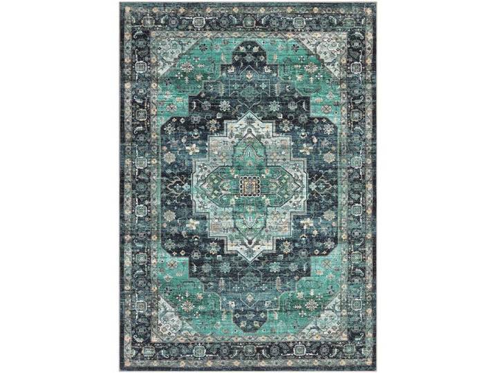 Tapis de Salon Moderne Motif Géométrique Antidérapant Tapis Vintage Lavable 240x340cm pour Salon Chambre Doux Poil Court Vert
