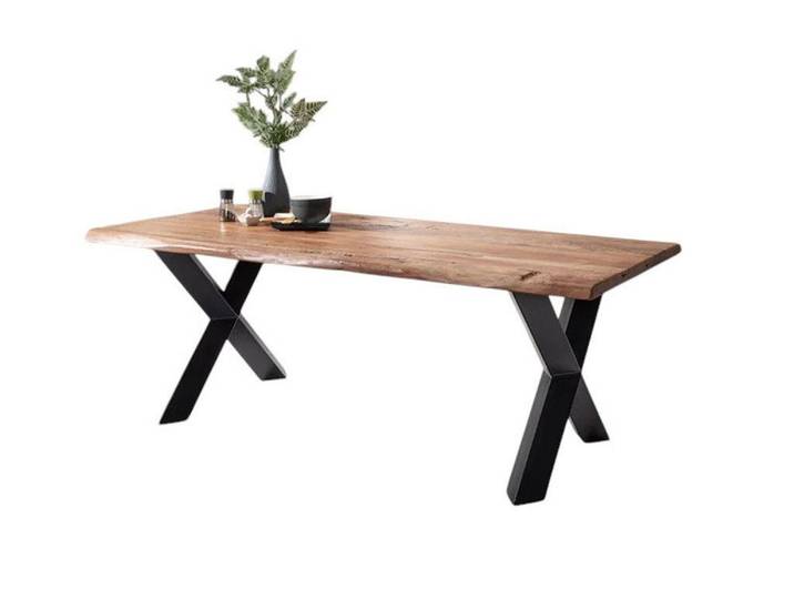 Main Möbel Esstisch Esstisch mit Baumkante 200x100cm 'Pinta' Altholz & X-Fuß