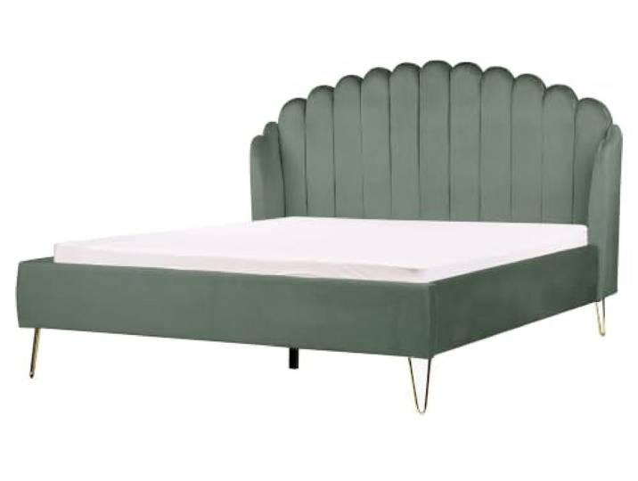 Beliani Polsterbett Samtstoff grün mit Lattenrost 160x200 cm vertikale Steppung Ambillou